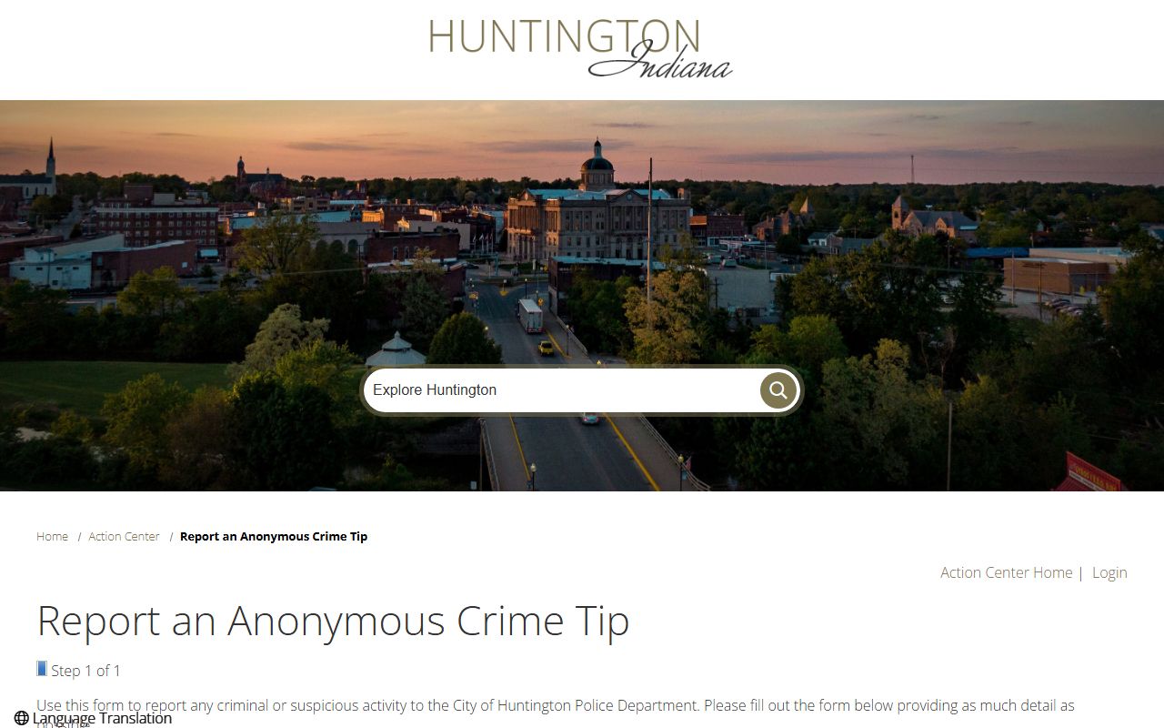 Huntington County online public records request form fields