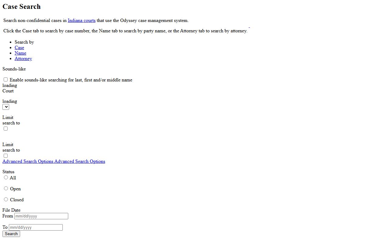Huntington County court dockets MyCase search template
