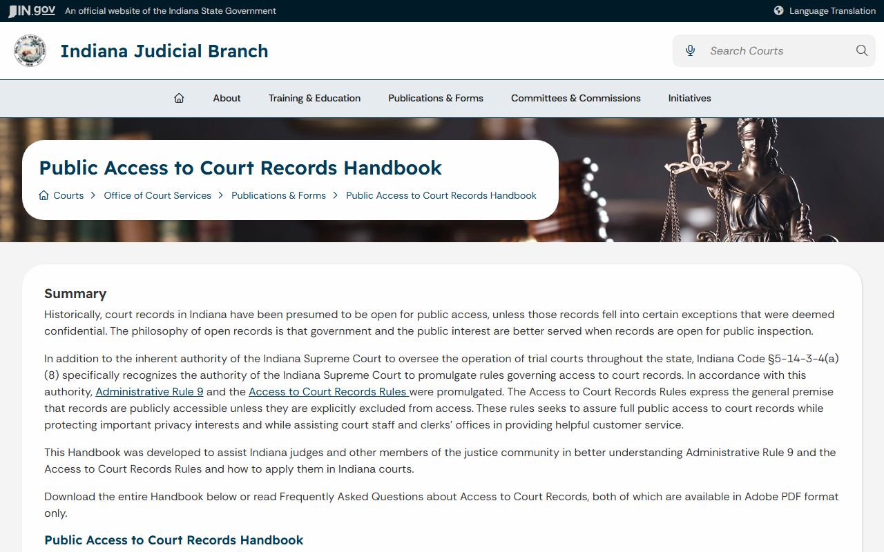 Huntington County court records Indiana public access guidance