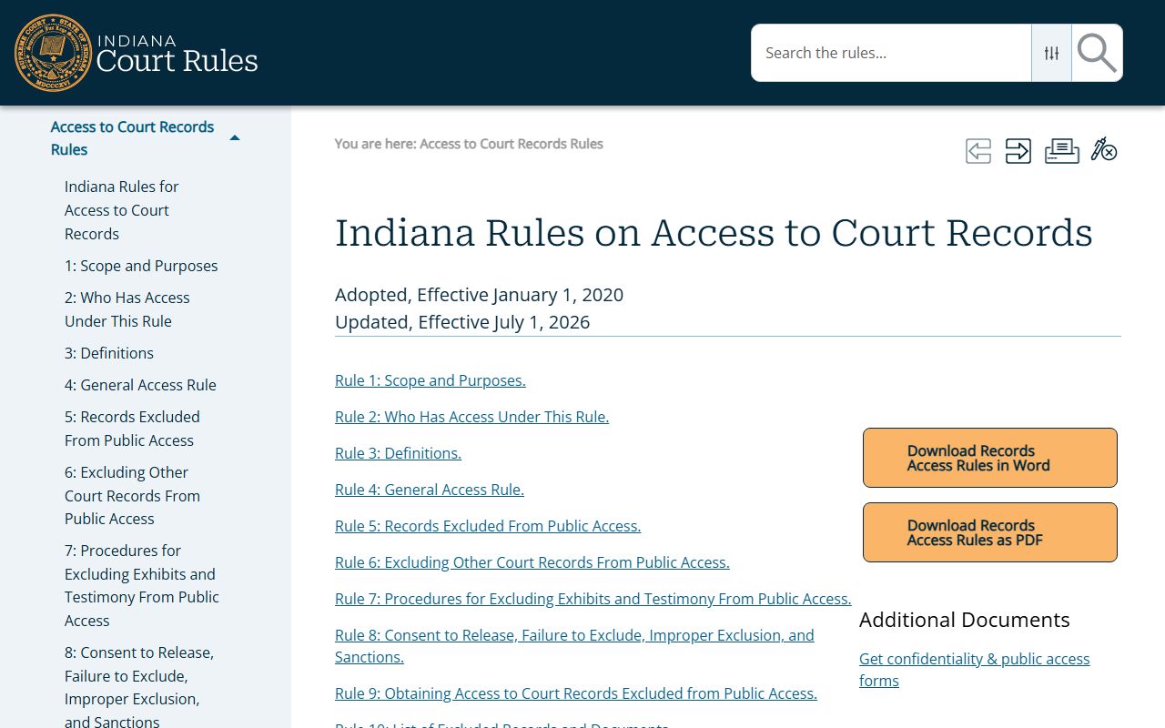 Huntington County court records Indiana access rules