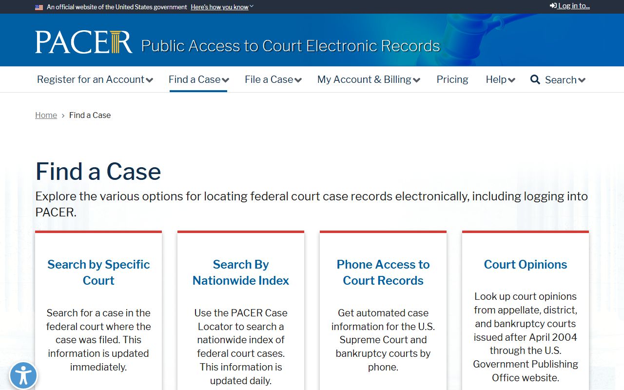 Huntington County criminal court records federal PACER search