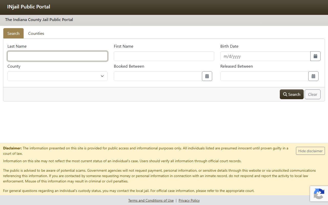 Huntington County inmate records Indiana county jail public portal